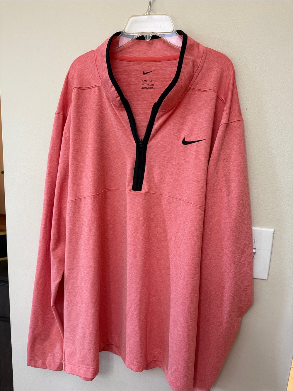 Nike Men’s Coral Pink Half-Zip Pullover with Black Trim
